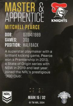 2022 NRL Traders - Master & Apprentice Black Priority #MABK15 Mitchell Pearce Back